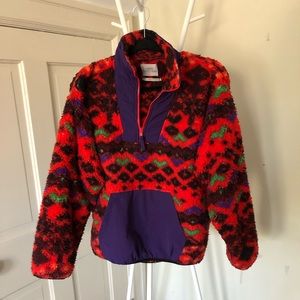 URBAN OUTFITTERS fuzzy patterned quarter zip